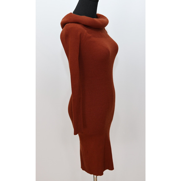 A5 Auth WILFRED Burnt Rust Ribbed Off Shoulder Sweater Midi Dress Size XS - Picture 3 of 7